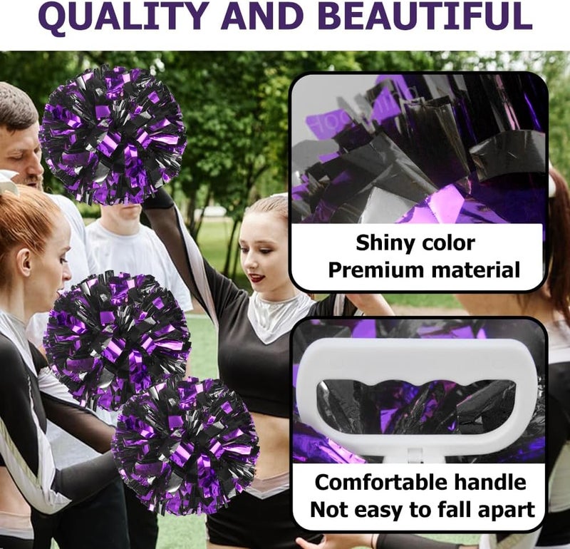 Hooshing 4PCS Pom Poms Cheerleading with Finger-Friendly Handle for Cheering Squad & Dance Team - Image 3